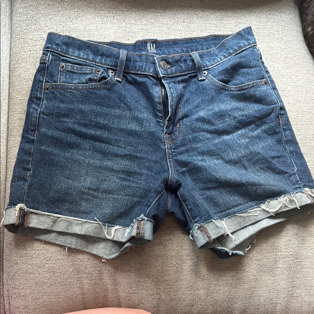 GAP Blue Hi Rise Jean Shorts with Rolled Hems
